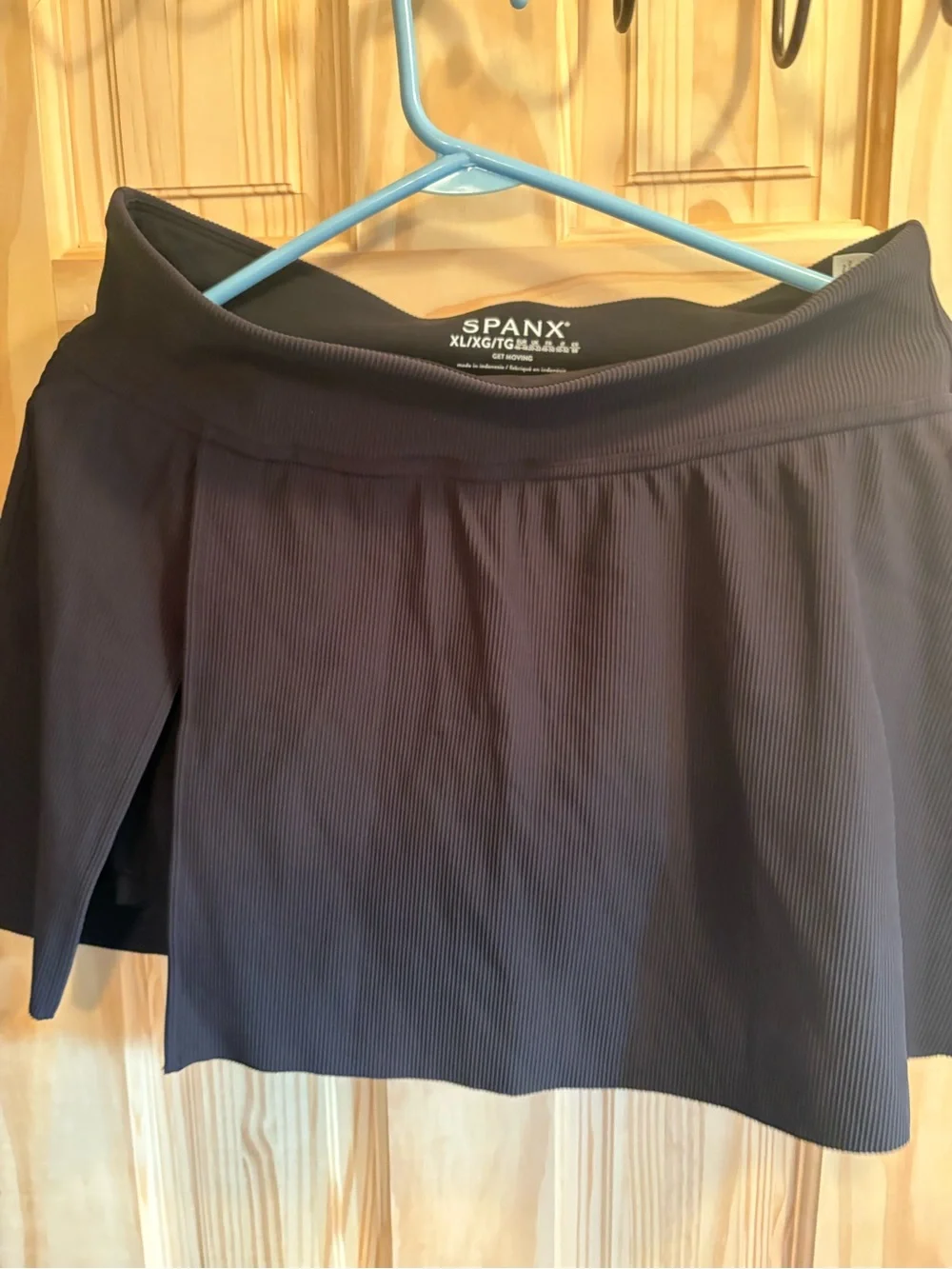 SPANX Black Mini Skirt with Ribbed Texture